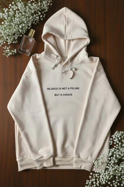 Beige Nude color Hoodies Hooded Rejoice is not a feeling Unisex Oversized 