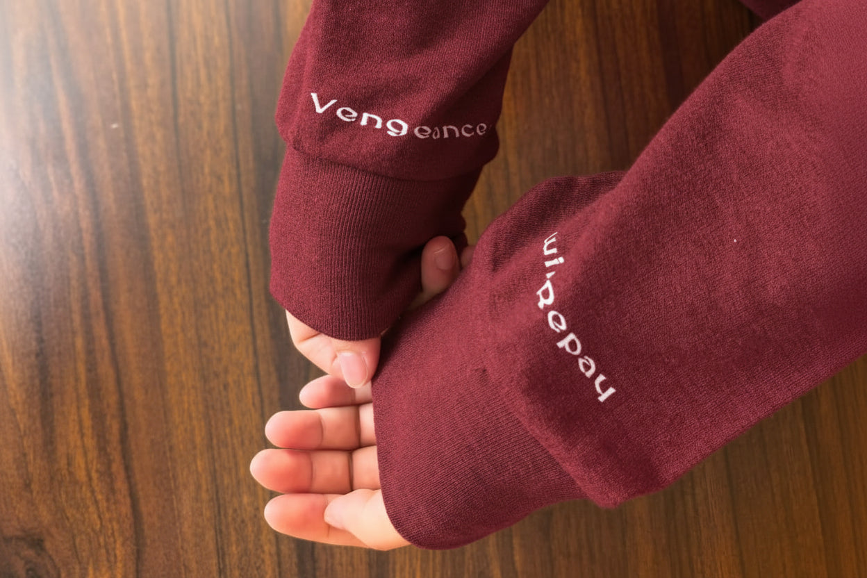 Dark wine red Sweater Unisex oversized Word on collar 