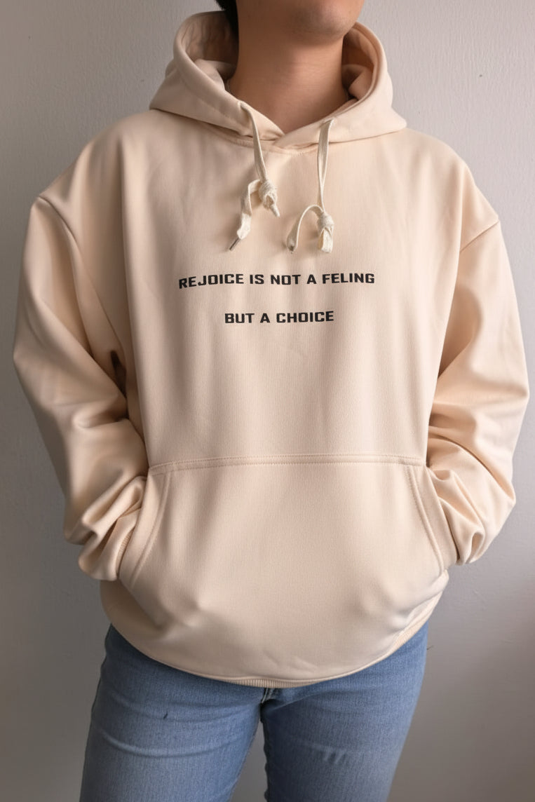 Beige Nude color Hoodies Hooded Rejoice is not a feeling Unisex Oversized 