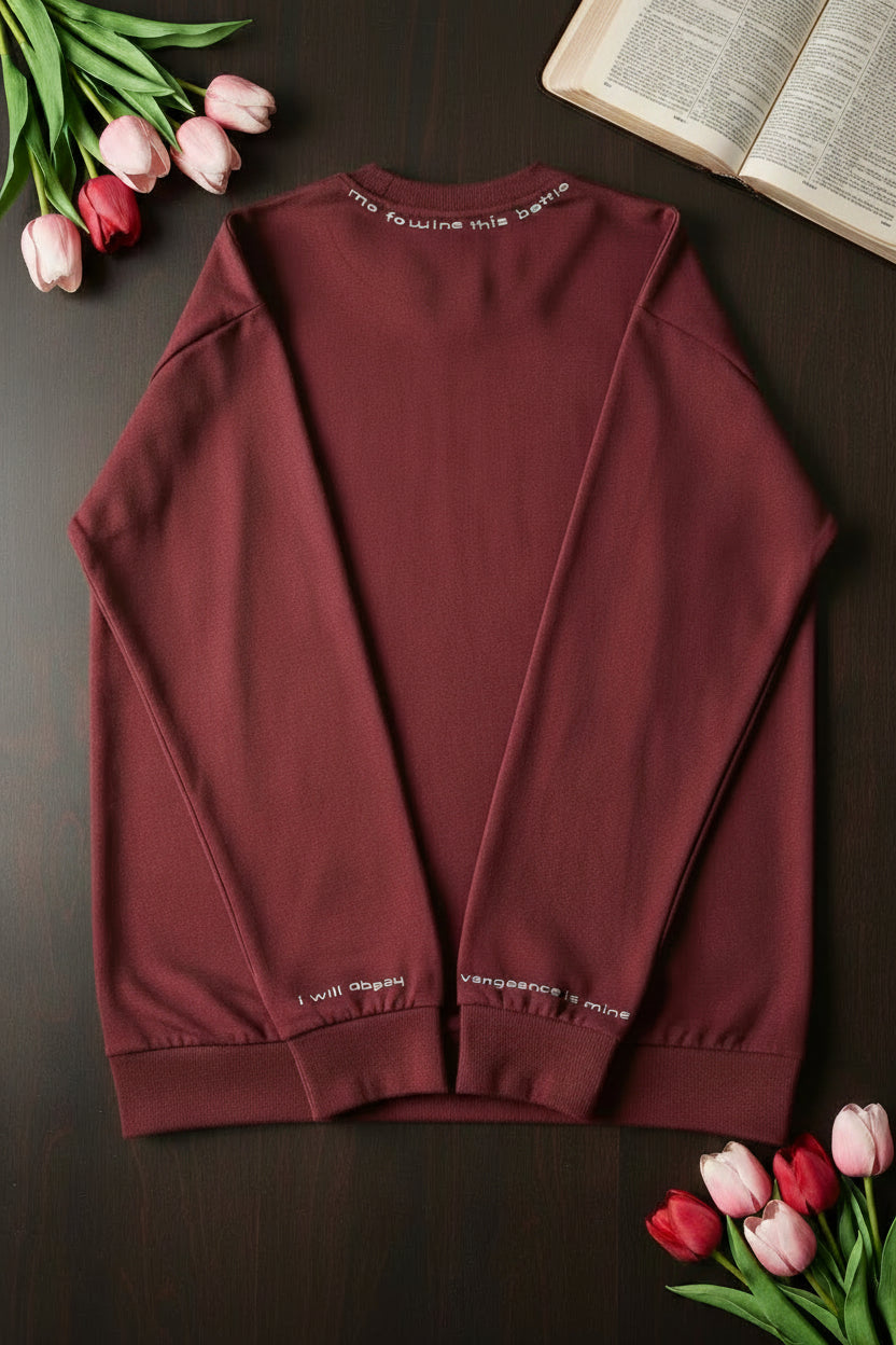 Dark wine red Sweater Unisex oversized Word on collar 