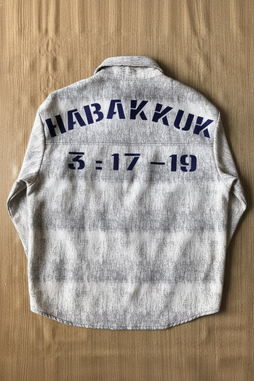 Habakkuk button shirt polyester thick fabric beige color oversized