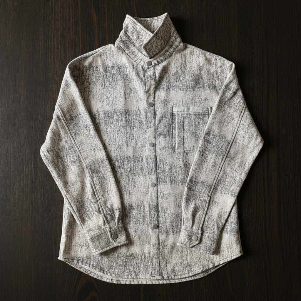 Habakkuk button shirt polyester thick fabric beige color oversized