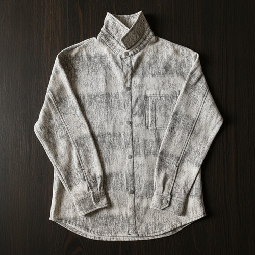 Habakkuk button shirt polyester thick fabric beige color oversized
